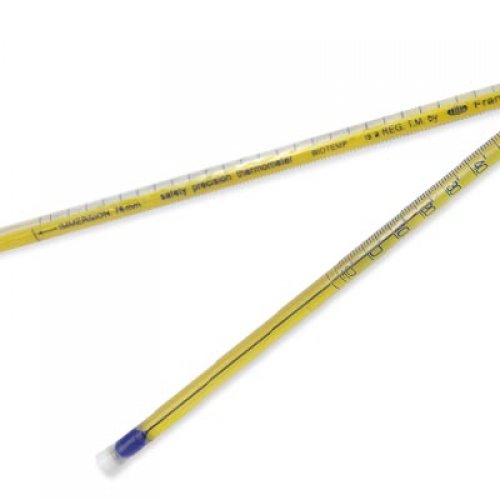 Glass thermometer -10+250°C - partial immersion - blue liquid - Teflon coated - 5122P250-T-qp