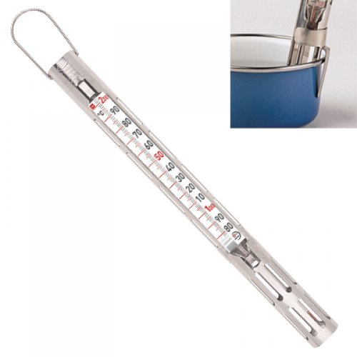 Candy thermometer +80+200°C - S/Steel sleeve with pan clip - 8010C200-vr