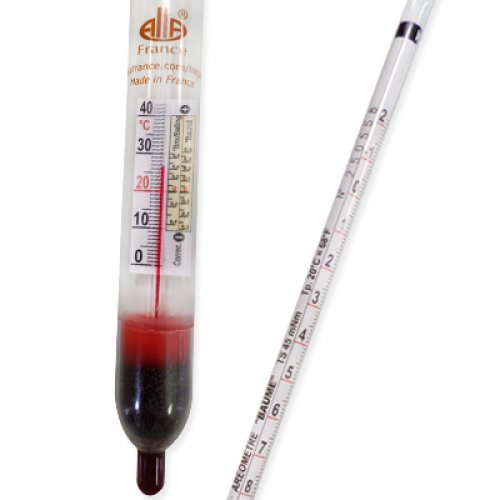 Baumé Hydrometer 0-10 : 0.1°Bé Tp.20°C with thermometer - 0101TC010/20-qp