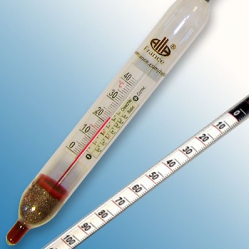 Wine Hydrometer -10+130 : 1°Oechsle 3-17%vol Tp 20°C with thermometer - 2001TC-01/20-qp