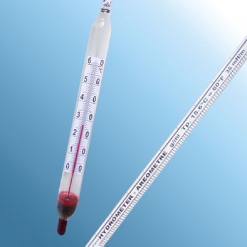 Hydrometer 0.800-0.900 : 0.001 g/ml Tp.15°C - with Thermometer - 3013T080/15-qp