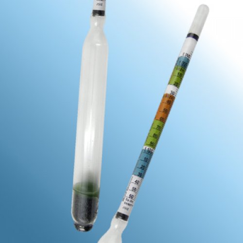 Triple scale hydrometer 0.990-1.160 Sp-Gr 0-35 % Brix (Balling) 0-21 %Vol Tp.60/60°F - 2000FG-23/60-rd