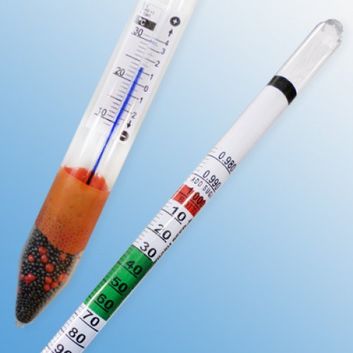 Triple scale thermo-hydrometer 0.980-1110 Sp.Gr/ -2-14%Vol/ 26-288 Sug/L - 2000CP-06/20-qp